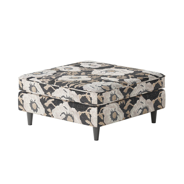 Fusion Argo Bloom Carbon Square Cocktail Ottoman - Multi-functional, Kid-friendly, Stylish Seating & Serving Multi Ws ,100% Polyester 170 Bloom Carbon Square Cocktail Ottoman
