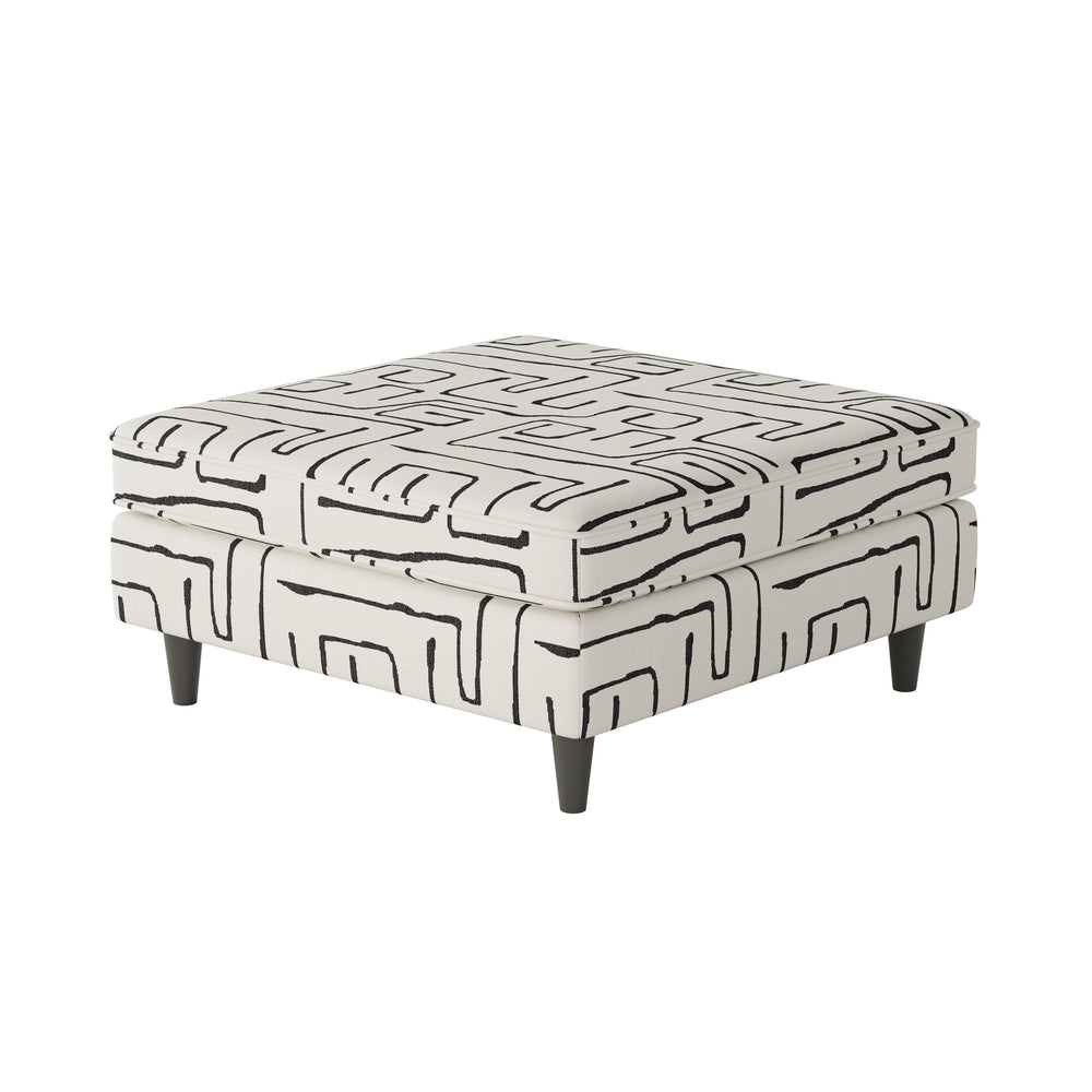 Fusion Durango Multi-functional Square Cocktail Ottoman – Padded, Kid-friendly, Stylish, And Sturdy Design White Grey W ,100% Polypropylene 170 Fossil Ebony Square Cocktail Ottoman