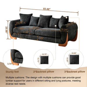 English Elm Modern 3-Seater Sofa with Wooden Legs, Lambswool Cushions & Sturdy Frame for Stylish Living Spaces Beige W2817P271187