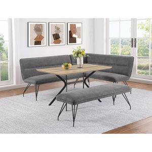 English Elm Kailea Grey Upholstered Dining Bench with Foam Comfort, Vintage Hairpin Legs for Small Spaces B062P299823