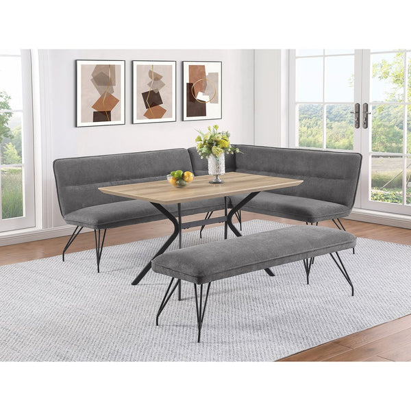English Elm Kailea Grey Upholstered Dining Bench with Foam Comfort, Vintage Hairpin Legs for Small Spaces B062P299823