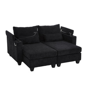 English Elm Convertible Chaise Lounge Sofa Bed With Usb Ports, Hidden Storage, Cup Holders - Stylish & Versatile! N719S002020B