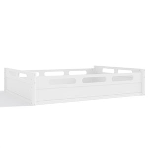 English Elm Queen Low Profile Floor Bed Pine Wood Frame Japandi Minimalist Bedroom Design White W1580P438794
