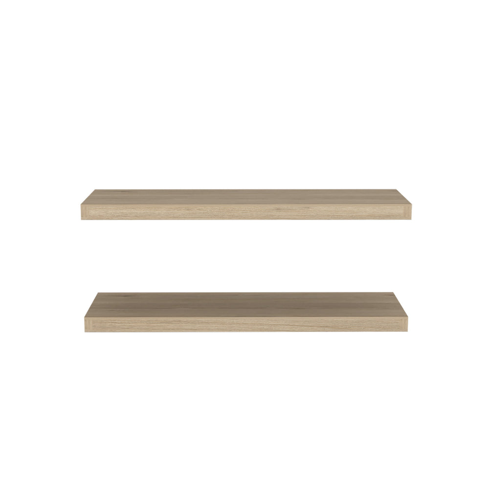 English Elm Ecco Floating Shelves Set of 2 — 31.5" Wall-Mounted Matte Particle Board Shelves with Hidden Brackets and Sturdy Support Beige 32 L x 11 W x 4 H B070P242435