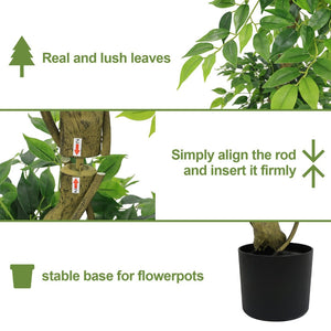 English Elm 6ft Artificial Ficus Banyan Tree Silk Foliage Realistic Trunk Indoor Decor W2945P458732