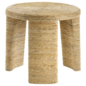 English Elm Huxton Woven Rattan Banana Leaf Round Accent Table for Coastal Living Spaces B062P440255