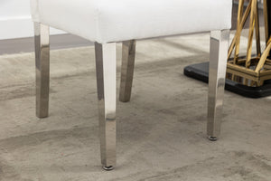 English Elm Set of 2 Modern Dining Chairs Plush Chenille Upholstery with Button-Tufting, S-Springs & Stainless Steel Legs Beige D772095826