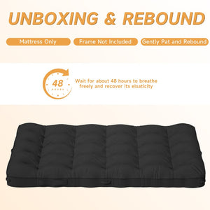 English Elm 8 Inch Foldable Corduroy Floor Mattress Full Size Sofa Bed Guest Sleeping Pad Black T3210P477351