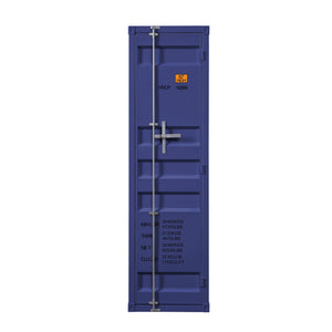 English Elm Blue Industrial Wardrobe with Full-Length Container Lock, Metal Frame, Shelf & Hanging Rod for Secure Stylish Storage B062P185731