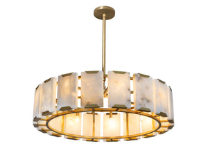 Sunpan Rovira Chandelier – Stunning Alabaster & Gold Iron Design for Elegant Ambient Lighting in Any Space
