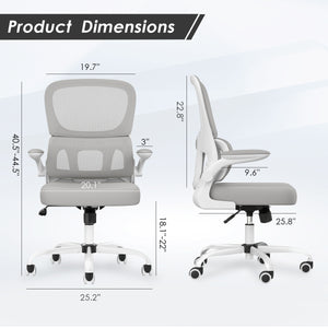 English Elm Office Mesh Ergonomic Chair with Tailored Lumbar Support, Flip Armrests, Breathable Mesh, 350lb Capacity, Adjustable Tilt and Height Grey,White T3623P380867
