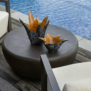 Uttermost Starpetal Solid Teakwood Decorative Bowl Pair Indoor Outdoor Artisan Set