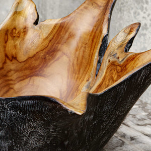 Uttermost Starpetal Solid Teakwood Decorative Bowl Pair Indoor Outdoor Artisan Set