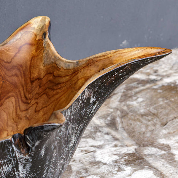 Uttermost Starpetal Solid Teakwood Decorative Bowl Pair Indoor Outdoor Artisan Set