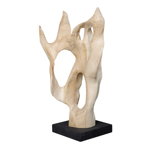 Uttermost Hand-carved Bleached Teak Abstract Sculpture on Lava Stone Base
