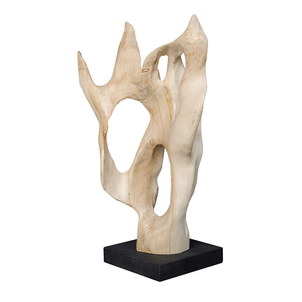 Uttermost Hand-carved Bleached Teak Abstract Sculpture on Lava Stone Base