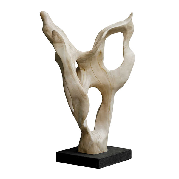 Uttermost Hand-carved Bleached Teak Abstract Sculpture on Lava Stone Base