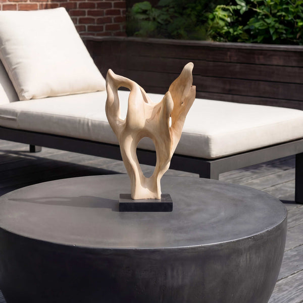 Uttermost Hand-carved Bleached Teak Abstract Sculpture on Lava Stone Base