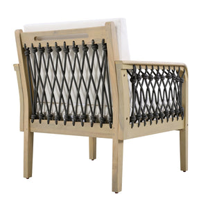 English Elm Outdoor Acacia Wood Patio Club Chair with Woven Rope Armrests and Teak Finish Cream,Dark Gray,Light Teak N768P363953L