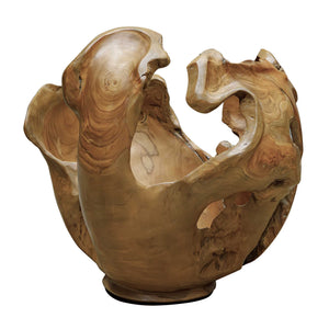 Uttermost Hand-carved Solid Teak Sculptural Bowl Organic Indoor Outdoor Decor