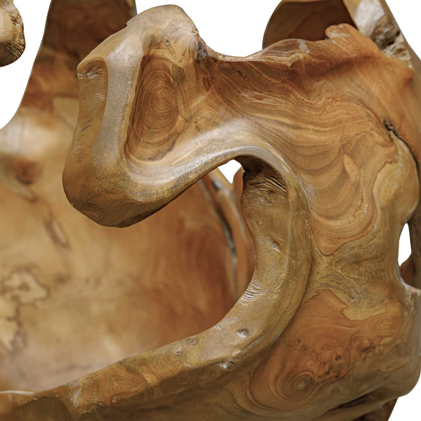 Uttermost Hand-carved Solid Teak Sculptural Bowl Organic Indoor Outdoor Decor