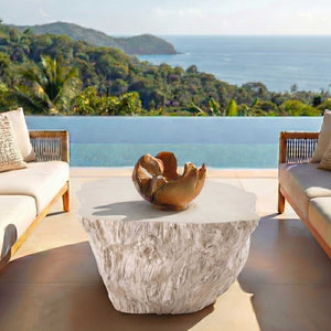 Uttermost Hand-carved Solid Teak Sculptural Bowl Organic Indoor Outdoor Decor