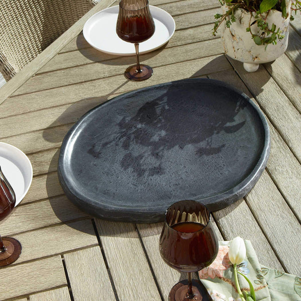 Uttermost Handcrafted River Stone Decorative Tray Organic Sculptural Charcoal Finish