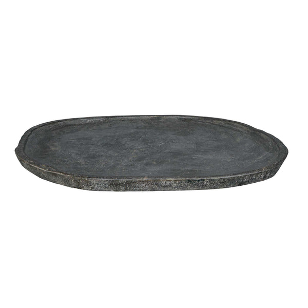 Uttermost Handcrafted River Stone Decorative Tray Organic Sculptural Charcoal Finish