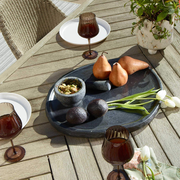 Uttermost Handcrafted River Stone Decorative Tray Organic Sculptural Charcoal Finish
