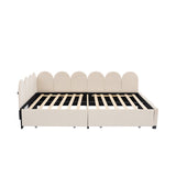 English Elm Full Size Upholstered Daybed With 2 Drawers, Velvet Sofabed With Soft Fabric Headboard, No Box-Spring Needed, Beige