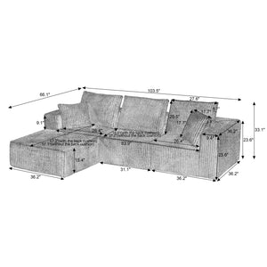 English Elm Modular Sectional Sofa - Cloud-Like Comfort In Durable Black Corduroy, 4-Seater, No Assembly Needed! W2339S00051