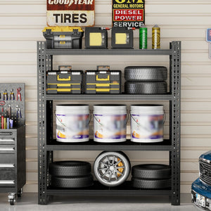 English Elm Heavy Gauge Steel Garage Shelving Unit 4000lb Industrial Storage Rack Four Shelves W2735P457278
