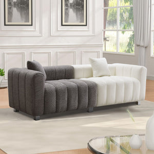 English Elm 87.4'' Bubble Velvet Three Seat Sofa with Metal Legs and Pillows for Modern Living W2795S00004