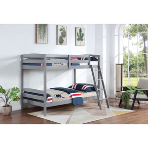 English Elm Kerr Grey Twin Over Twin Bunk Bed with Slatted Headboards, Space-Saving Sturdy Wood Design for Rooms B062P358471