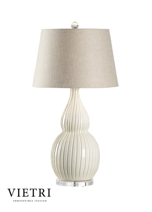 Wildwood Ventura Hand‑Sculpted Italian Ceramic Lamp In Aged Cream With Clear Acrylic Base — Timeless Coastal Elegance 17155