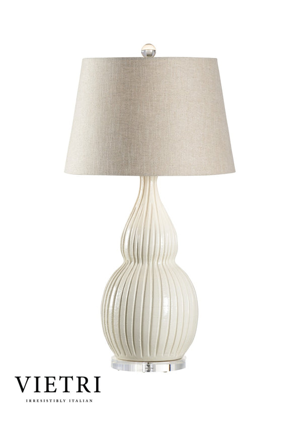 Wildwood Ventura Hand‑Sculpted Italian Ceramic Lamp In Aged Cream With Clear Acrylic Base — Timeless Coastal Elegance 17155