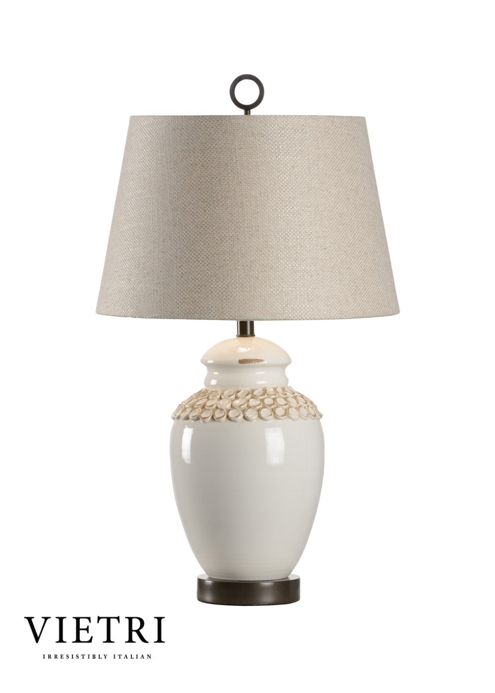 Wildwood Salerno Hand‑Sculpted Italian Ceramic Table Lamp In Aged Cream Glaze With Bronze Mounting, 30" Tall Ambient Lighting 17157