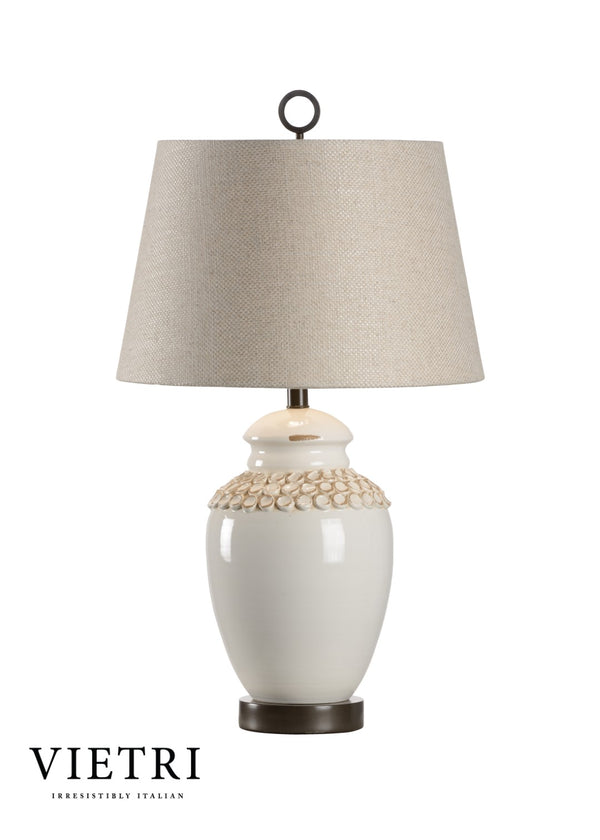 Wildwood Salerno Hand‑Sculpted Italian Ceramic Table Lamp In Aged Cream Glaze With Bronze Mounting, 30" Tall Ambient Lighting 17157