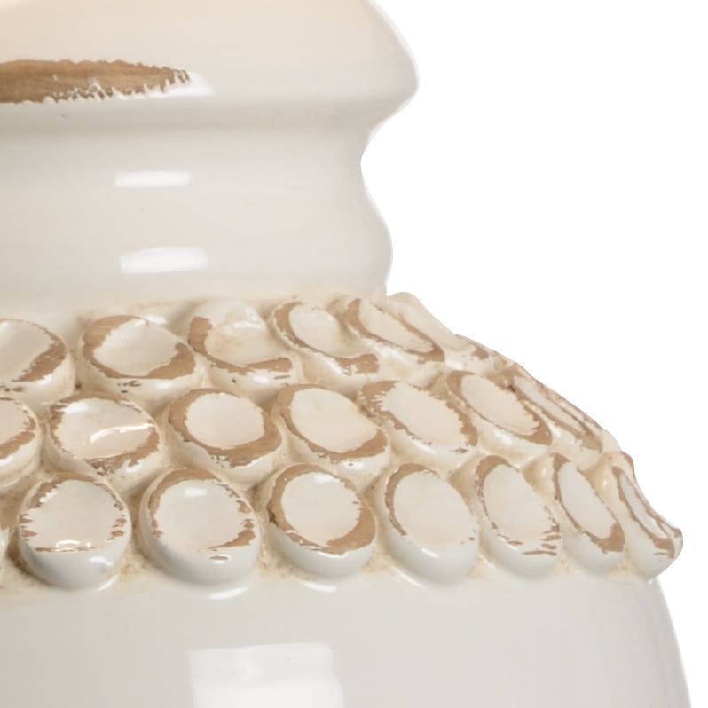 Wildwood Salerno Hand‑Sculpted Italian Ceramic Table Lamp In Aged Cream Glaze With Bronze Mounting, 30" Tall Ambient Lighting 17157