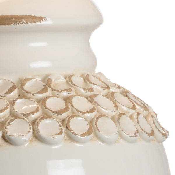 Wildwood Salerno Hand‑Sculpted Italian Ceramic Table Lamp In Aged Cream Glaze With Bronze Mounting, 30" Tall Ambient Lighting 17157