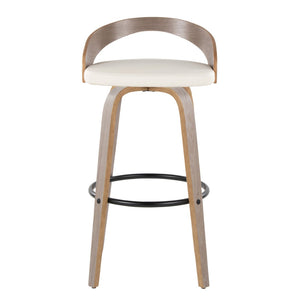 English Elm Barstool Set of 2 Swivel Faux Leather Seats Bentwood Frame for Kitchen Island B202S01910