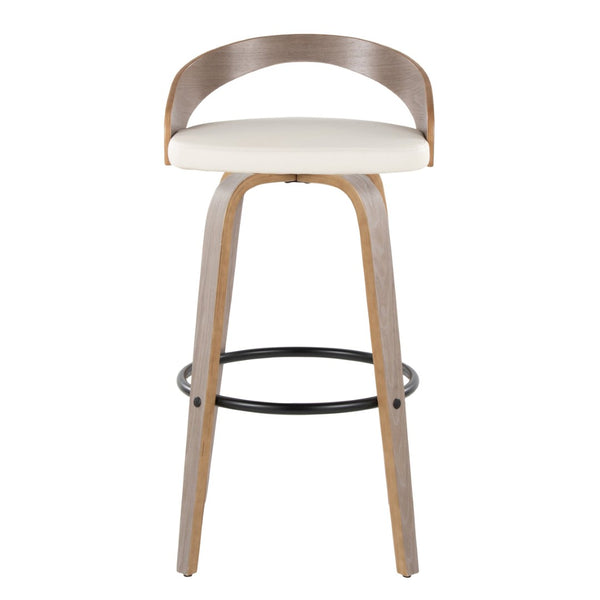 English Elm Barstool Set of 2 Swivel Faux Leather Seats Bentwood Frame for Kitchen Island B202S01910