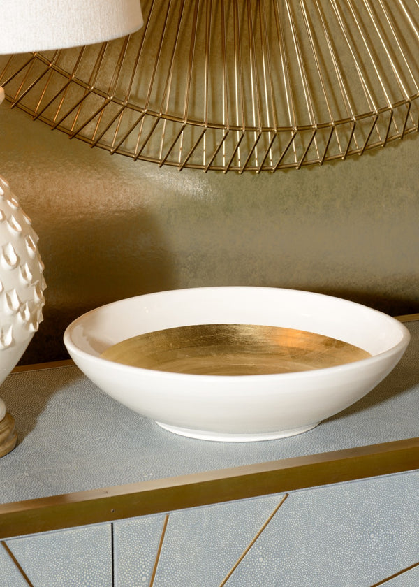 Wildwood Fiera Italian Ceramic Table Lamp With Hand-Textured Sculptural Body, Gold-Leaf Accents, 29.5" 17163