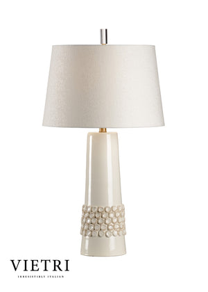 Wildwood Tivoli Handcrafted Italian Ceramic Table Lamp With Aged Cream Glaze & Tapered Silk Shade, 31" H 17164
