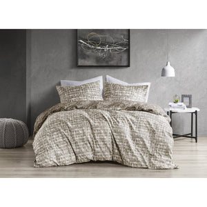 JLA Home Comfort Spaces - Textured Reversible Duvet Set with Breathable Microfiber, Oeko-Tex Certified, Machine Washable Comfort Taupe AM12-0114