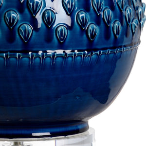 Wildwood Carlotta Hand‑Sculpted Indigo Ceramic Table Lamp With Clear Acrylic Mounting — Artisanal 27" Accent Piece 17167