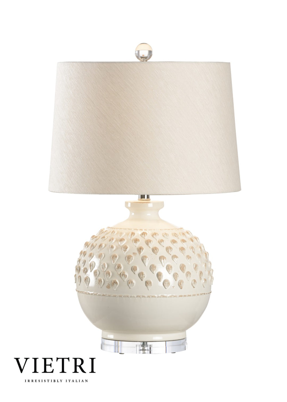 Wildwood Carlotta Hand-Sculpted Italian Ceramic Lamp With Aged Cream Glaze And Raw Silk Shade, 27" H 17168