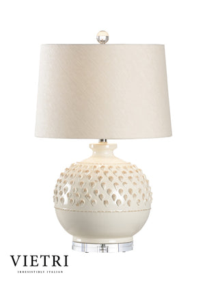 Wildwood Carlotta Hand-Sculpted Italian Ceramic Lamp With Aged Cream Glaze And Raw Silk Shade, 27" H 17168