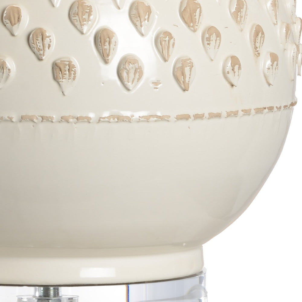 Wildwood Carlotta Hand-Sculpted Italian Ceramic Lamp With Aged Cream Glaze And Raw Silk Shade, 27" H 17168