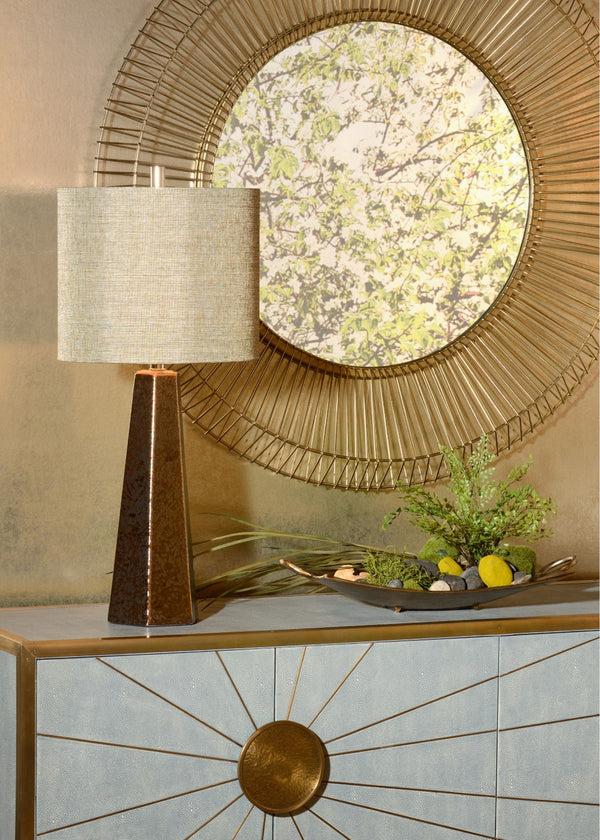 Wildwood Antonella Hand-Sculpted Italian Ceramic Lamp In Textured Bronze Glaze By Vietri — Sculptural Ambient Light 17169